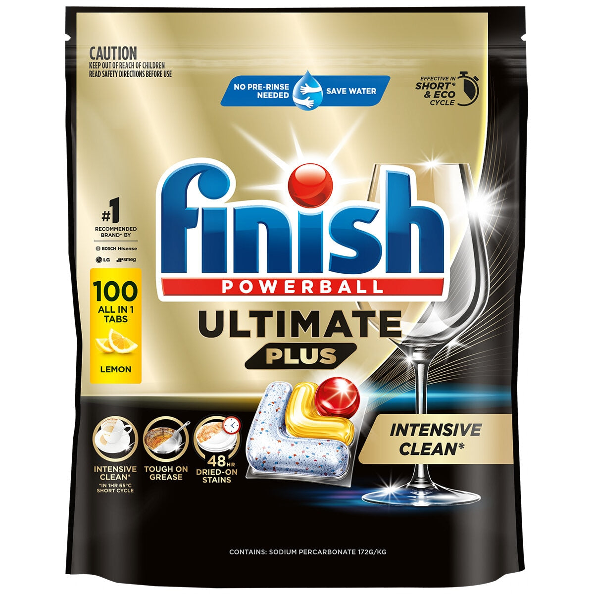Finish Powerball Ultimate Plus Lemon Dishwasher Tabs 100 Pack