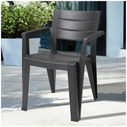 Keter Julie Outdoor Chair Set of 6 Graphite Resin Weather Resistant