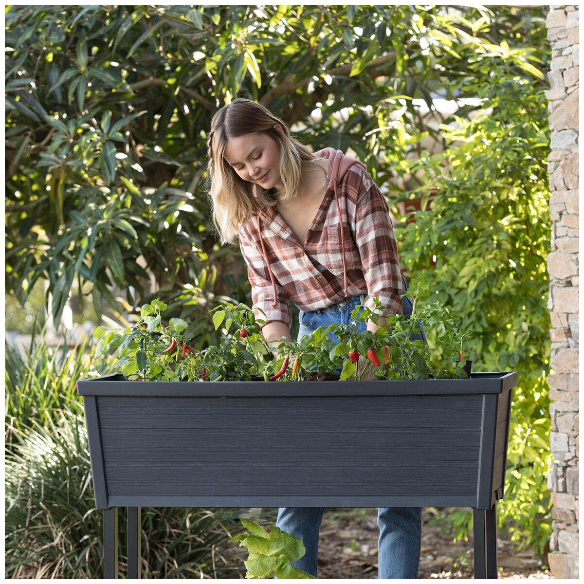 Keter Alfresco Raised Garden Bed Black Uv-Resistant Resin 105L
