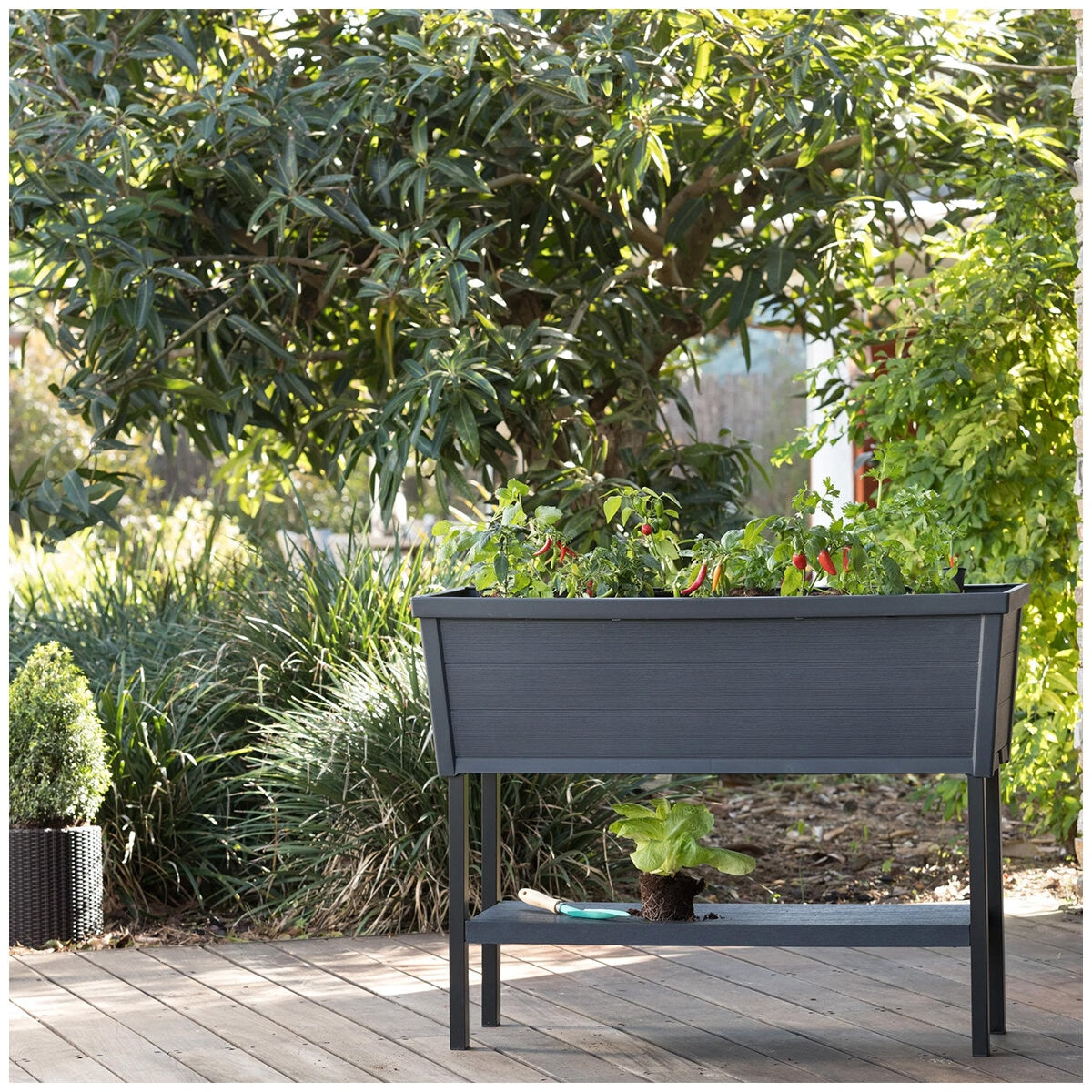 Keter Alfresco Raised Garden Bed Black Uv-Resistant Resin 105L