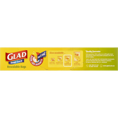 Glad Snap Lock Resealable Large Sandwich Bags 30 pack