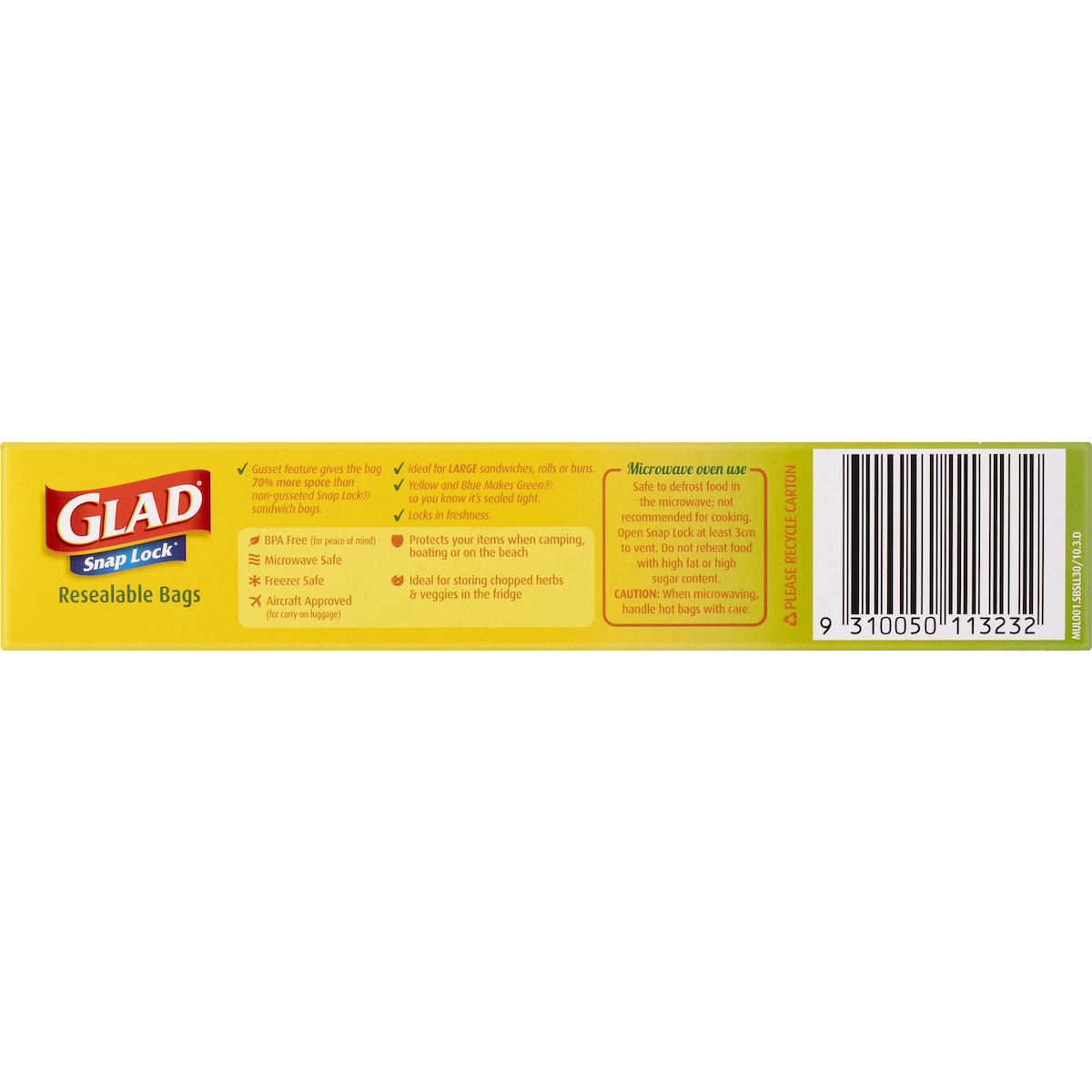 Glad Snap Lock Resealable Large Sandwich Bags 30 pack