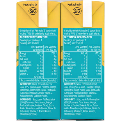 Golden Circle Fruit Drinks Lunch Box Poppers Multipack Sunshine Punch 250ml X6 Pack