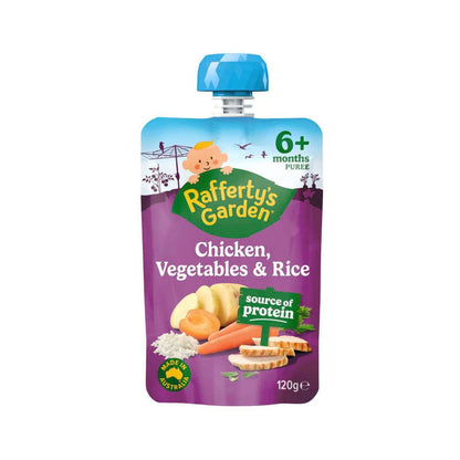Rafferty's Garden Chicken Vegetables & Rice Baby Food Protein Pouch 6+ Mont ... 120g