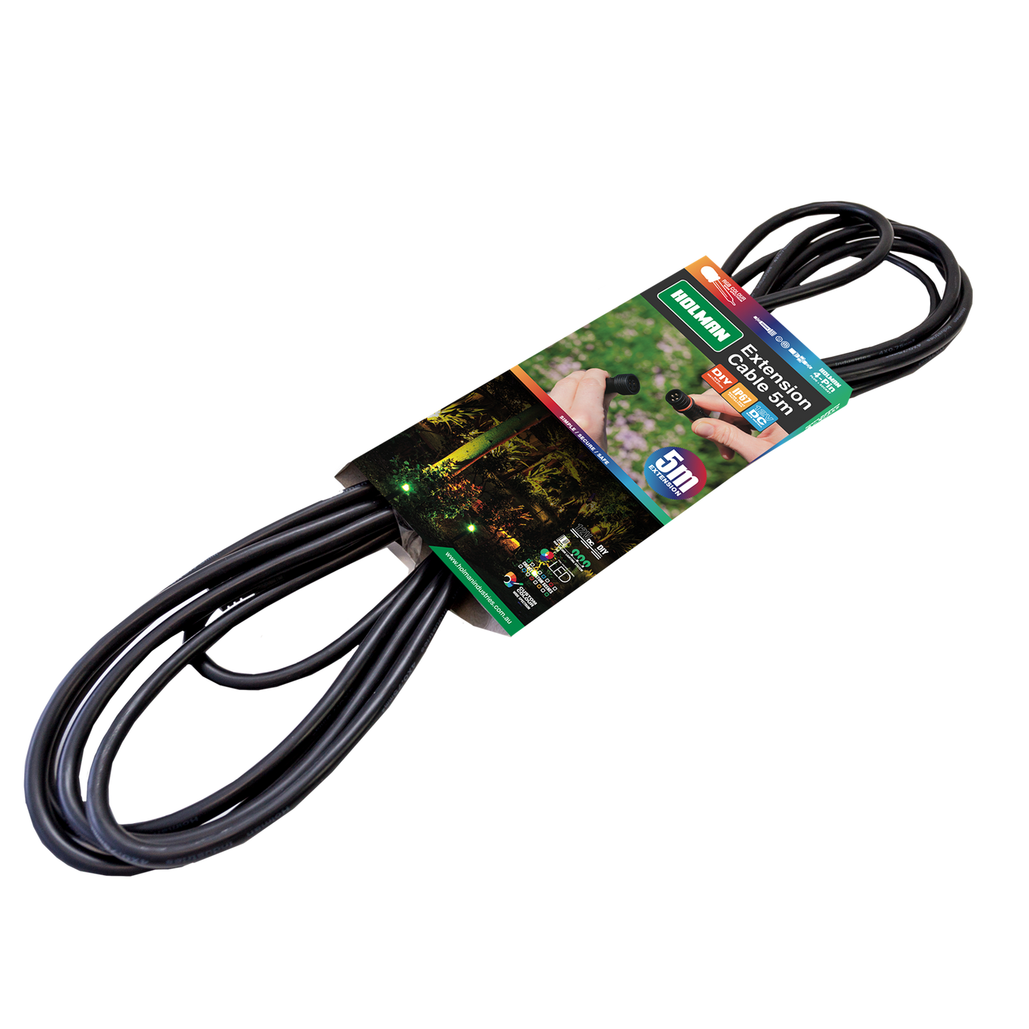 Holman RGB Colour Garden Light Extension Cable - 5m - Black