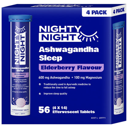Nighty Night Sleep Effervescent Ashwagandha Magnesium 4 x 14 Tablets