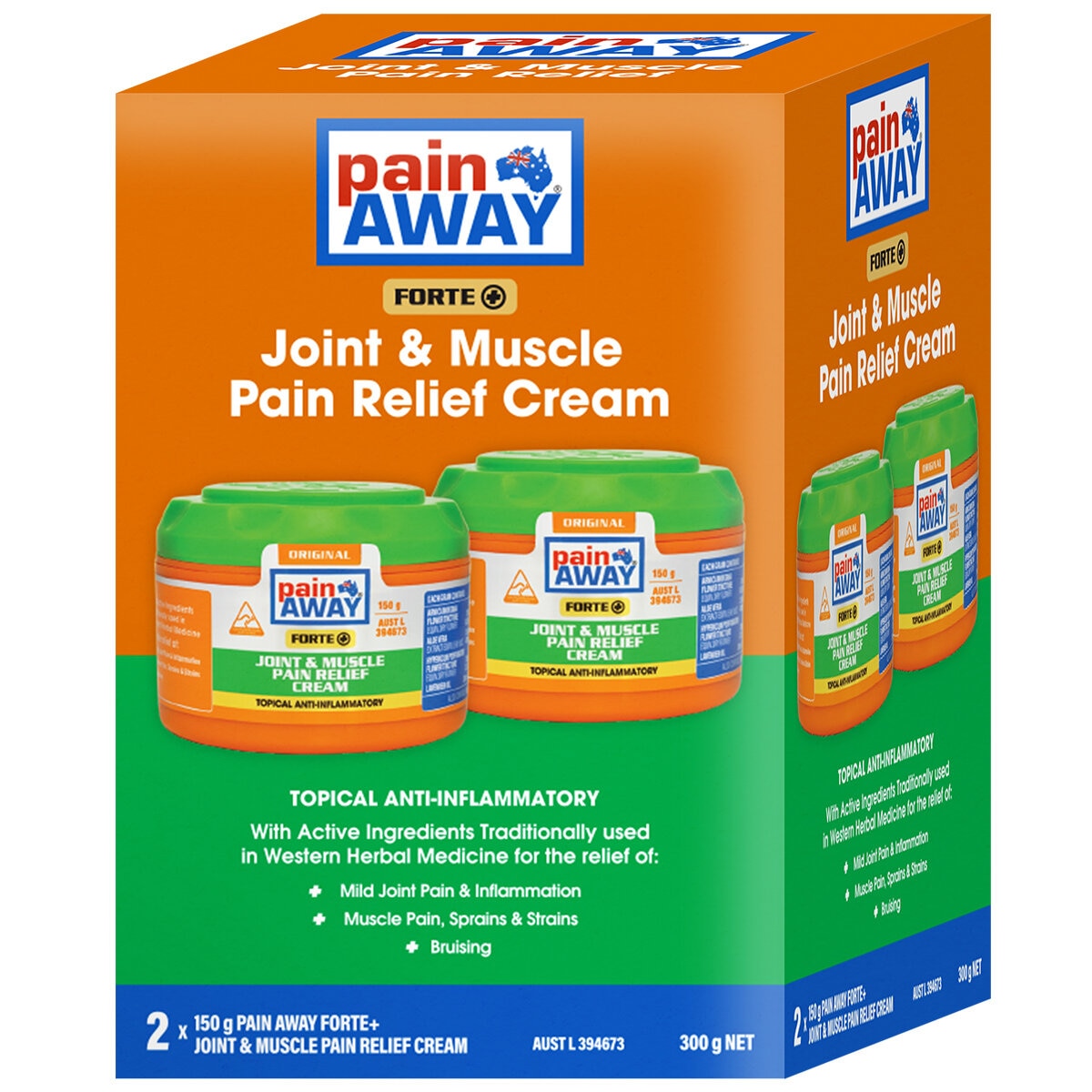 Pain Away Forte+ Joint & Muscle Cream Fast-Absorbing 2 x 150g