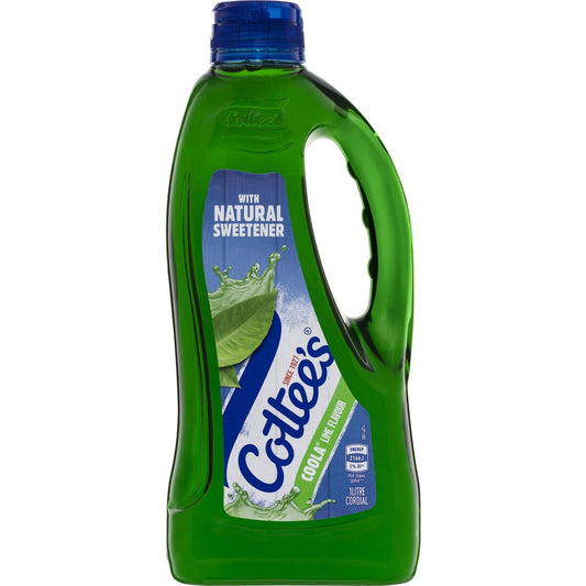 Cottees Lime Cordial Coola Green Bottle 1L