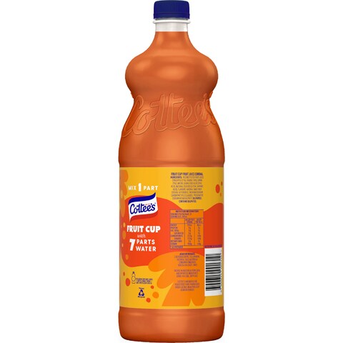 Cottees Fruit Cup Cordial With 40% Fruit Juice Bottle - 1L