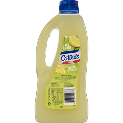 Cottees Lemon Cordial Lemon Crush With 40% Fruit Juice Bottle 1l