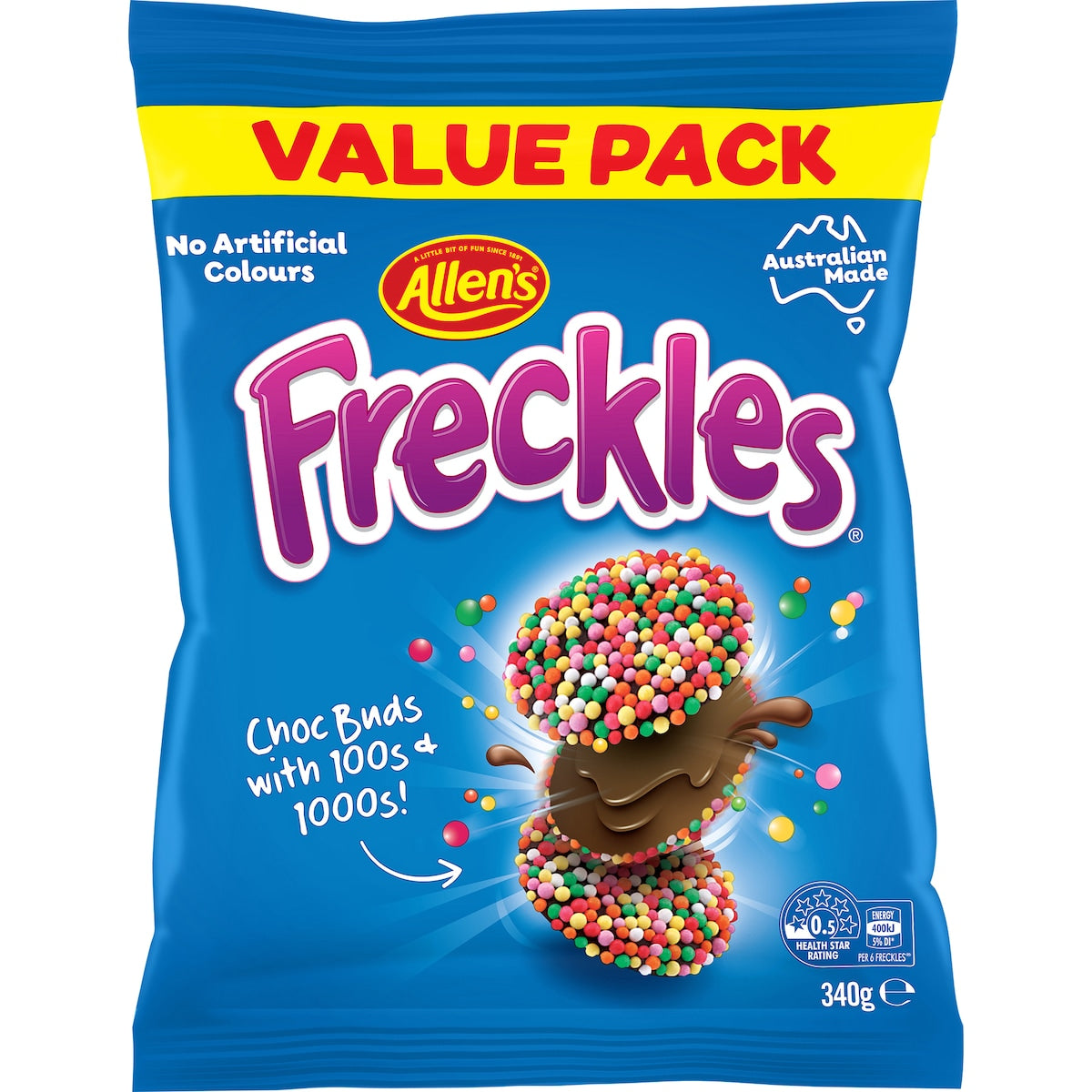 Allen's Chocolate Freckles Lollies Family Size Bag 340g