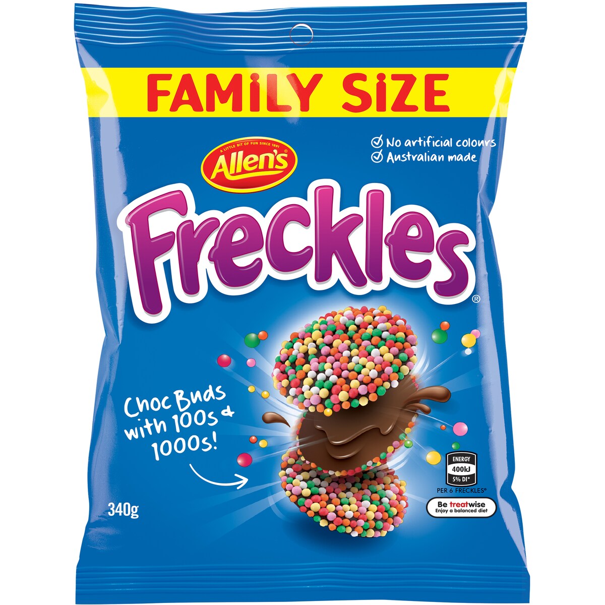 Allen's Chocolate Freckles Lollies Family Size Bag 340g