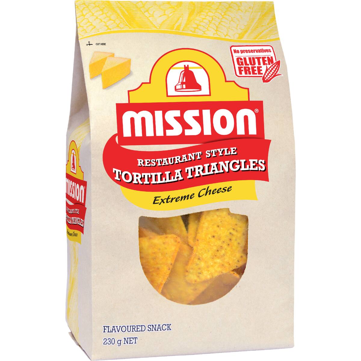 Mission Corn Tortilla Triangles Extreme Cheese 230g