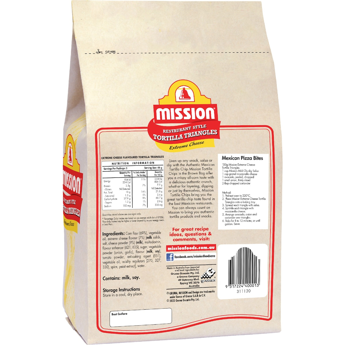 Mission Corn Tortilla Triangles Extreme Cheese 230g
