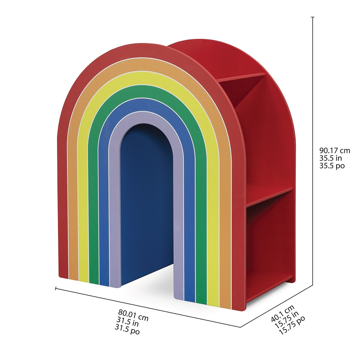 Delta Children Rainbow Bookcase - Sturdy Wood Construction, 4 Tiers, Colorful Finish