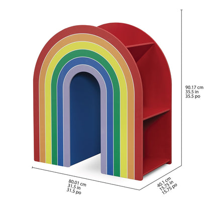 Delta Children Rainbow Bookcase - Sturdy Wood Construction, 4 Tiers, Colorful Finish