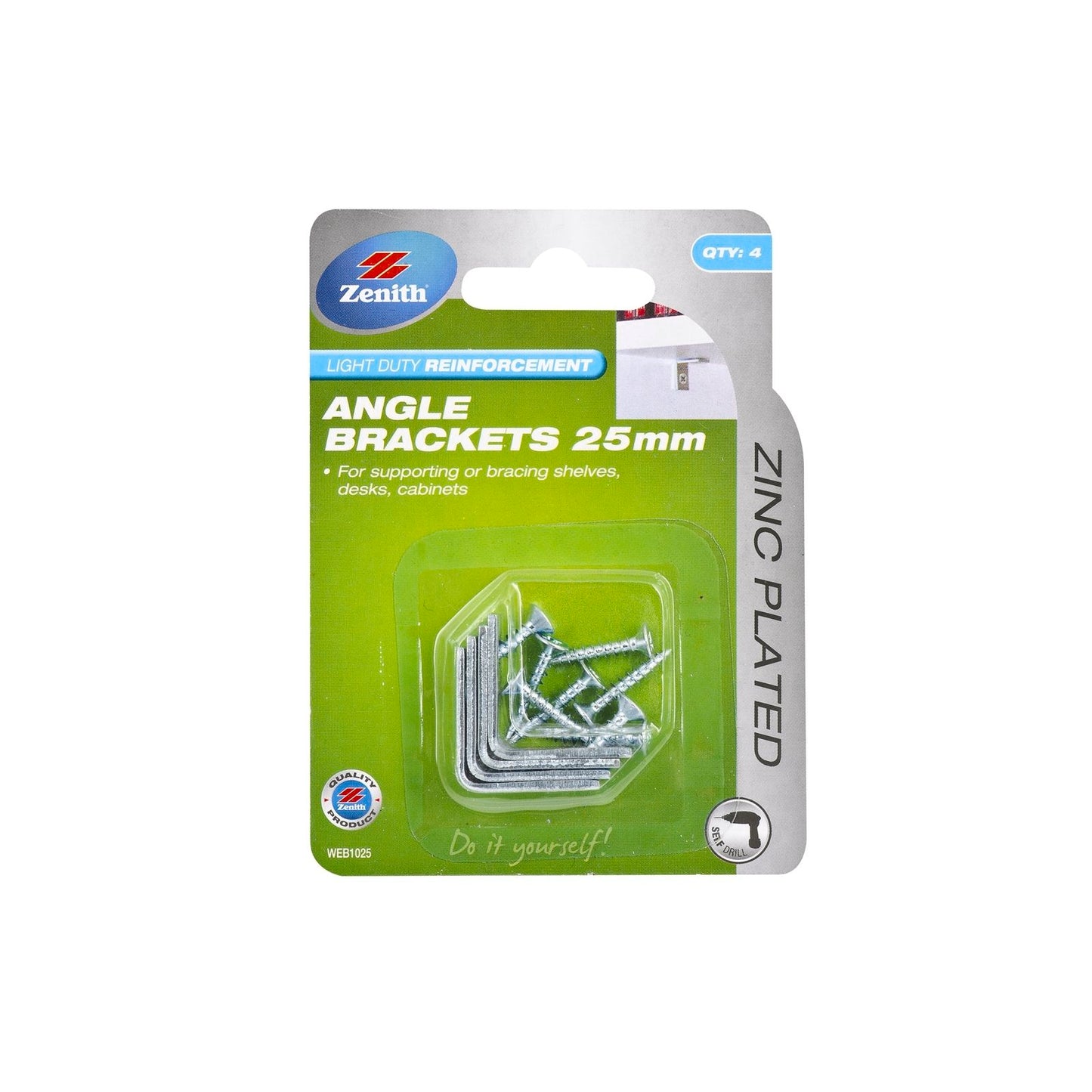 Zenith Angle Brackets - 25mm - 4 Pack