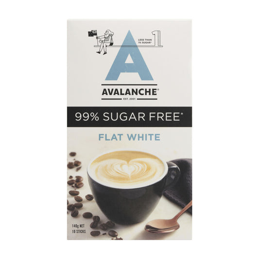 Avalanche Flat White 99% Sugar Free Coffee Sachets - 10 pack