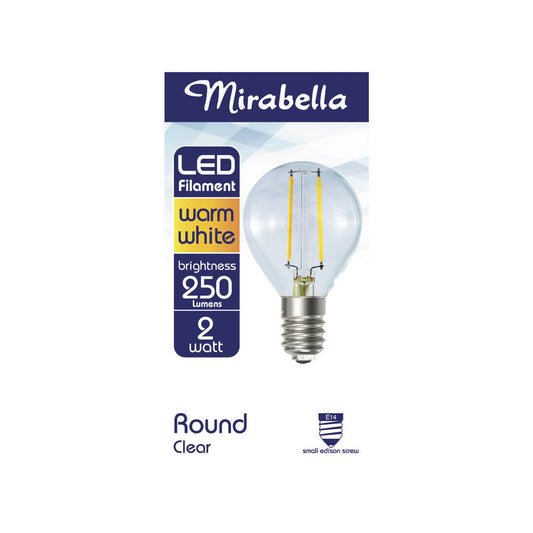 Mirabella Round Clear Es Globe Warm White Filament Led 2w 250 Lumens - 1 each