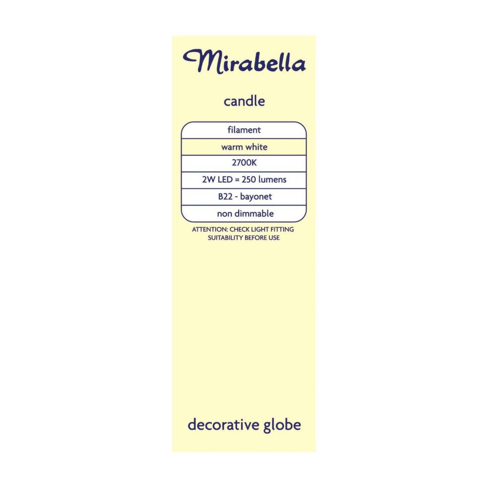 Mirabella Gls BC Globe Warm White Led 2w 250 Lumens - 1 each
