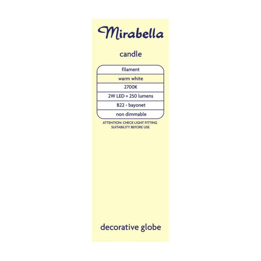 Mirabella Gls BC Globe Warm White Led 2w 250 Lumens - 1 each
