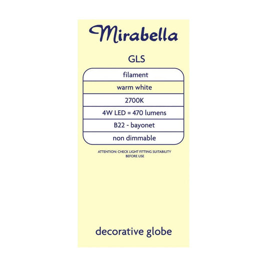 Mirabella Gls BC Globe Warm White Filament Led 4w 420 Lumens - 1 each