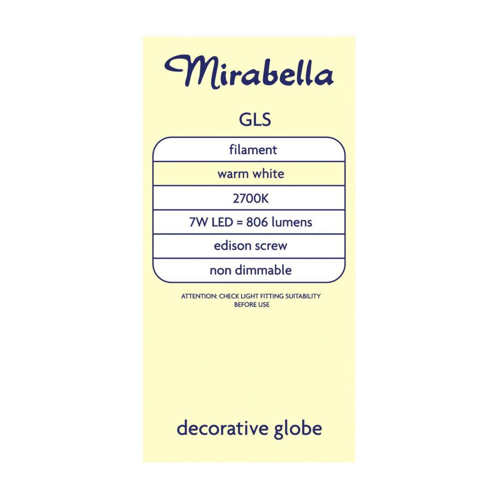 Mirabella Gls Es Globe Warm White Filament Led 7w 806 Lumens - 1 each