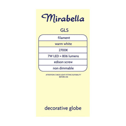Mirabella Gls Es Globe Warm White Filament Led 7w 806 Lumens - 1 each