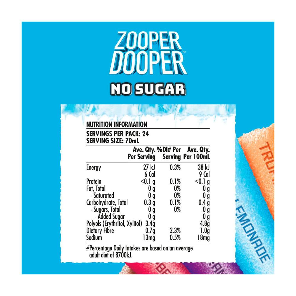 Zooper Dooper No Sugar Ice Water - 24 Pack