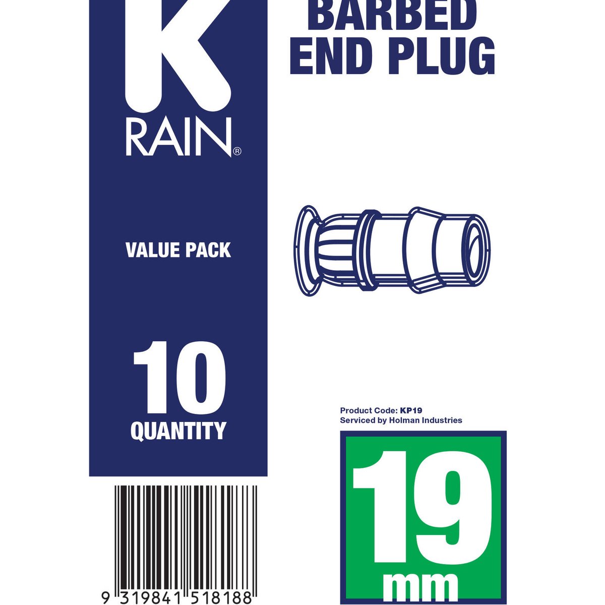 K Rain 19mm End Plug 10 Pack - Black - UV Stabilised Polypropylene