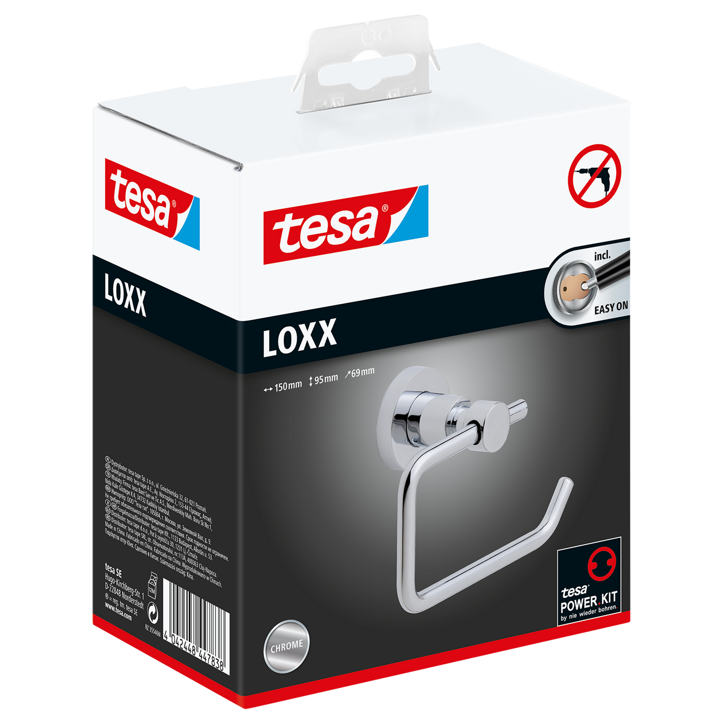 Tesa Loxx Toilet Roll Holder - 95 x 150 x 69mm