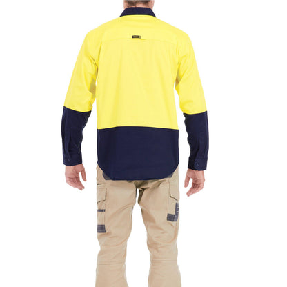 Tradie Core Hi Vis Yellow Long Sleeve Reflective Shirt - Large