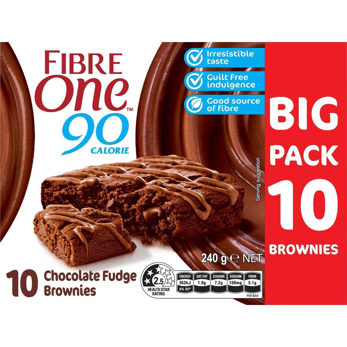 Fibre One Chocolate Fudge Brownie Bars 10 pack