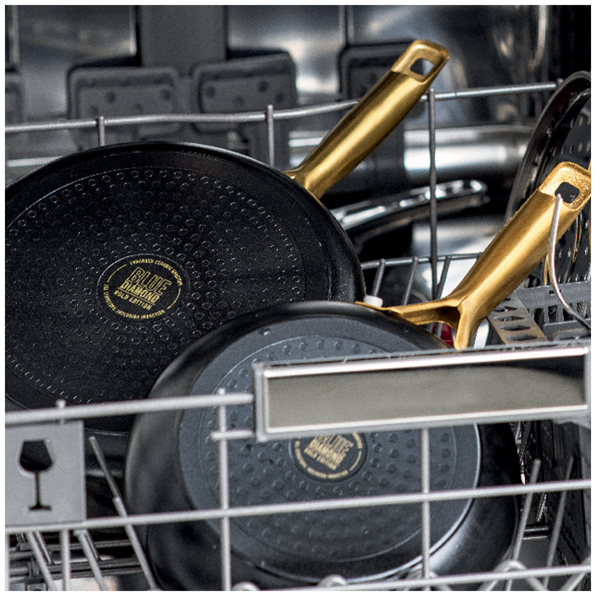 Blue Diamond Family Frypan 34cm - Toxin-Free Ceramic Nonstick Cookware with Diamond-Infused Coating, Oven Safe, Induction Compatible