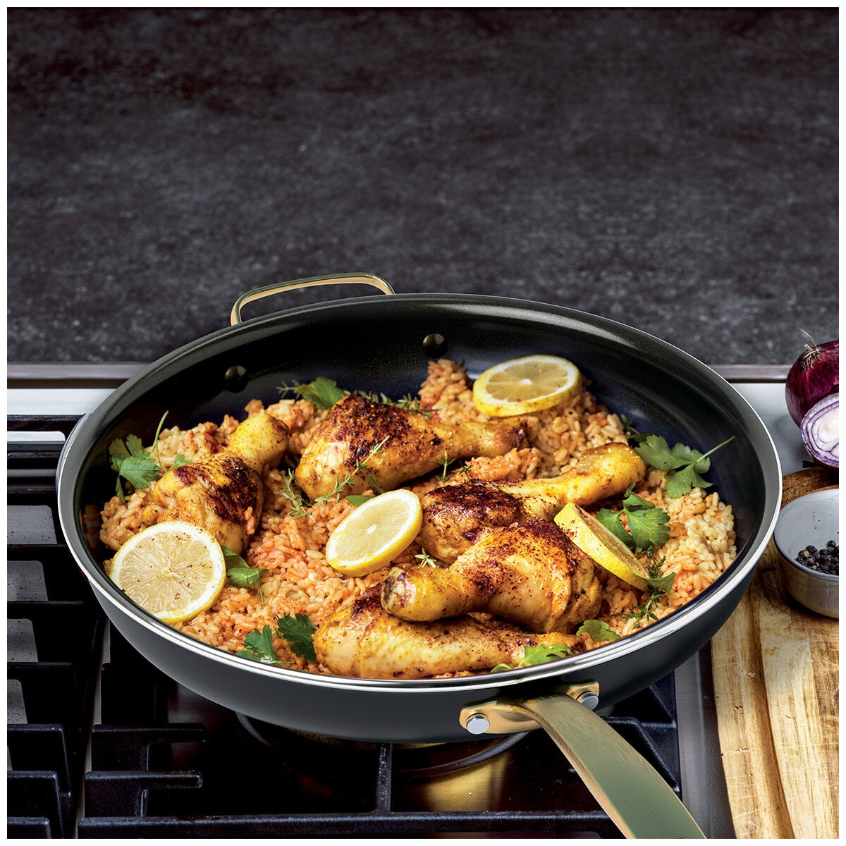 Blue Diamond Family Frypan 34cm - Toxin-Free Ceramic Nonstick Cookware with Diamond-Infused Coating, Oven Safe, Induction Compatible