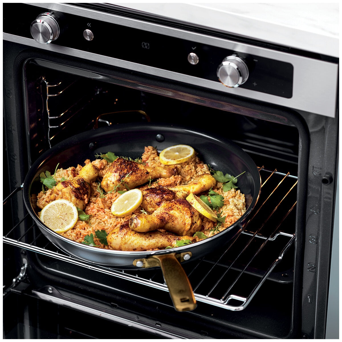 Blue Diamond Family Frypan 34cm - Toxin-Free Ceramic Nonstick Cookware with Diamond-Infused Coating, Oven Safe, Induction Compatible