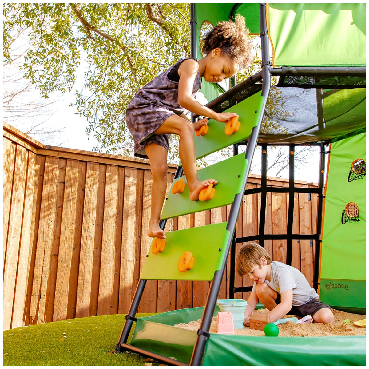 Gobaplay SummitPro Climbing Tower GP0020 with Slide, Cornhole, Sandbox, Ages 3+