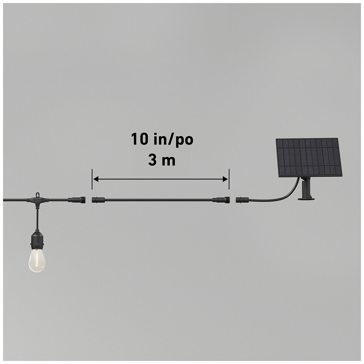 Artika Blaze Outdoor Solar Light Black OUT-BZSO-C6BL | 20 LED Bulbs, 12.8m String, 4 Modes, USB-C Recharge, 300 Lumens
