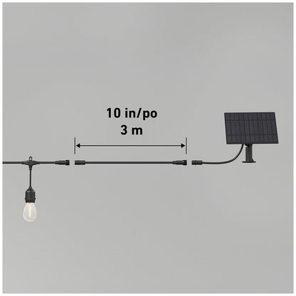 Artika Blaze Outdoor Solar Light Black OUT-BZSO-C6BL | 20 LED Bulbs, 12.8m String, 4 Modes, USB-C Recharge, 300 Lumens