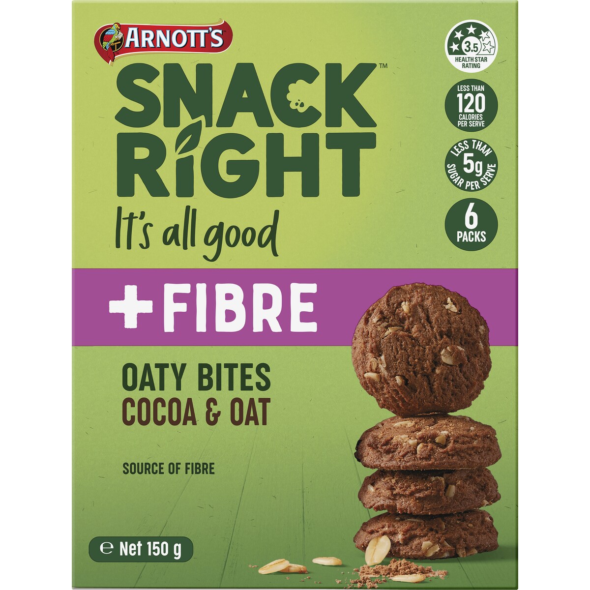 Arnotts Snack Right Oaty Bites Cocoa & Oat 6 pack