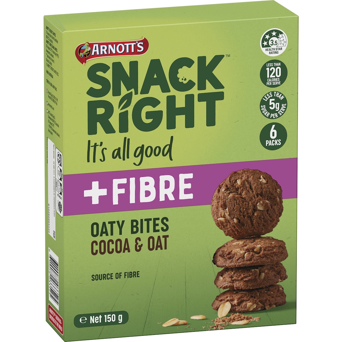 Arnotts Snack Right Oaty Bites Cocoa & Oat 6 pack