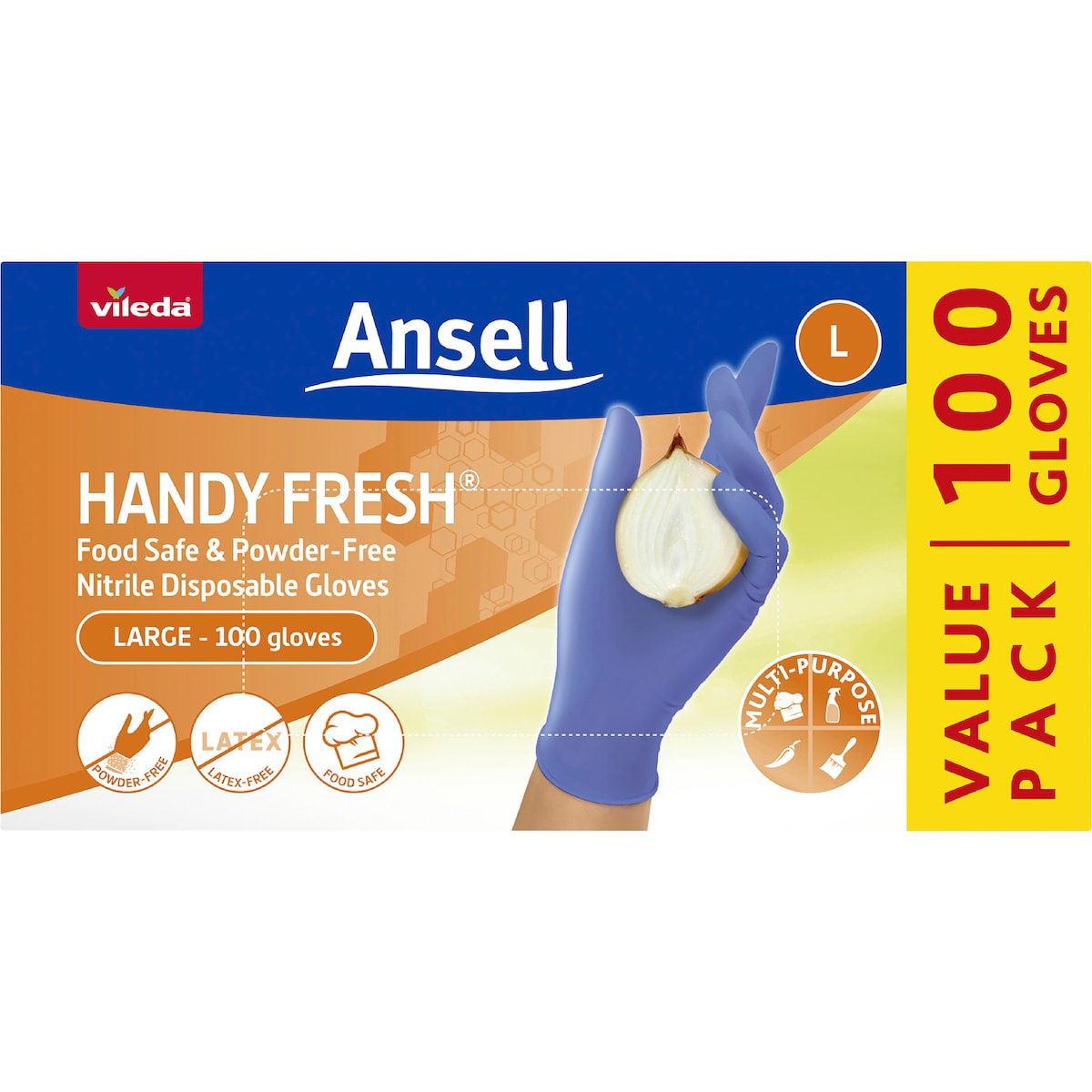 Ansell Handy Fresh Nitrile Disposable Gloves Large 100 Pack