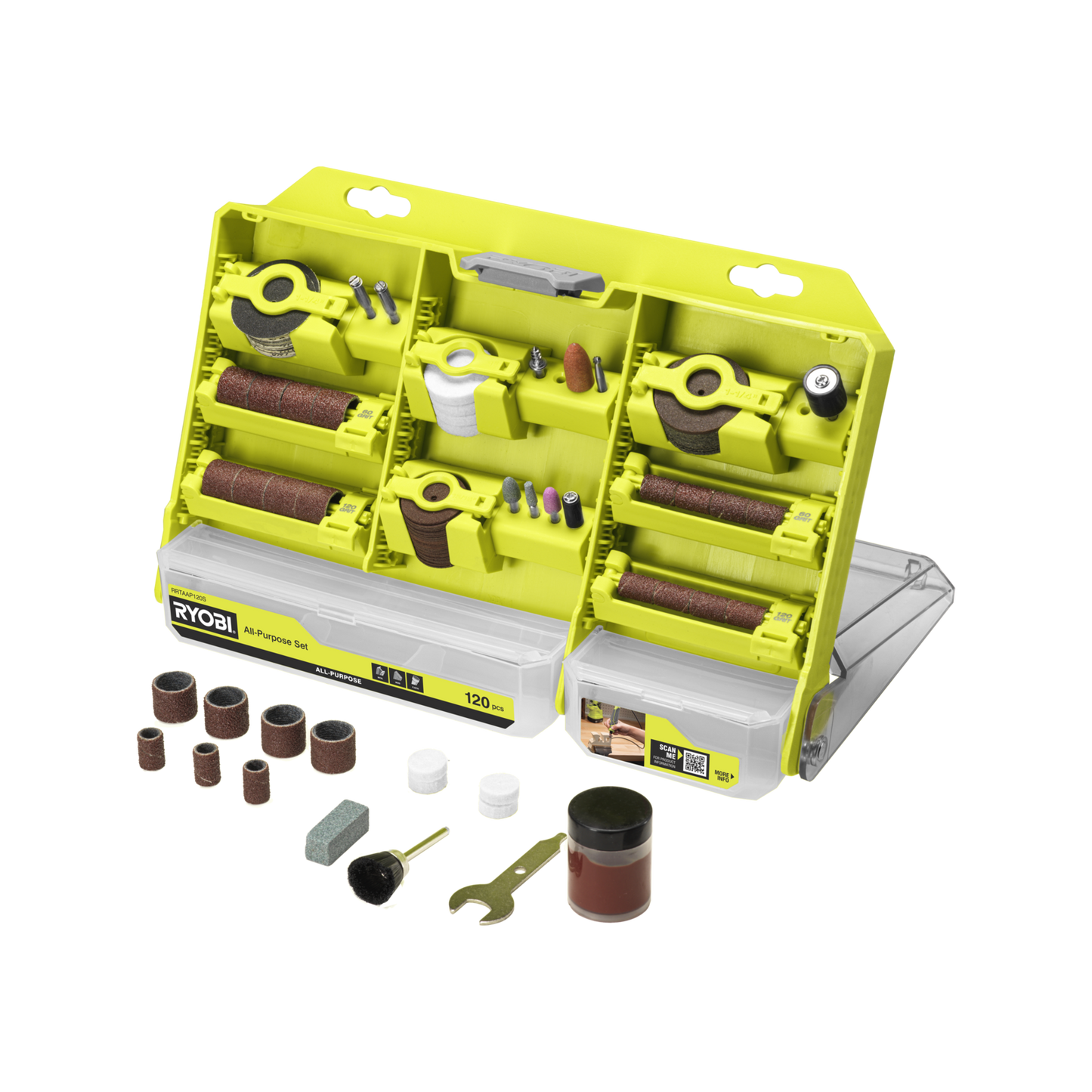 Ryobi All Purpose Rotary Tool Accessory Set - 55 x 1 x 101mm - 120 Piece