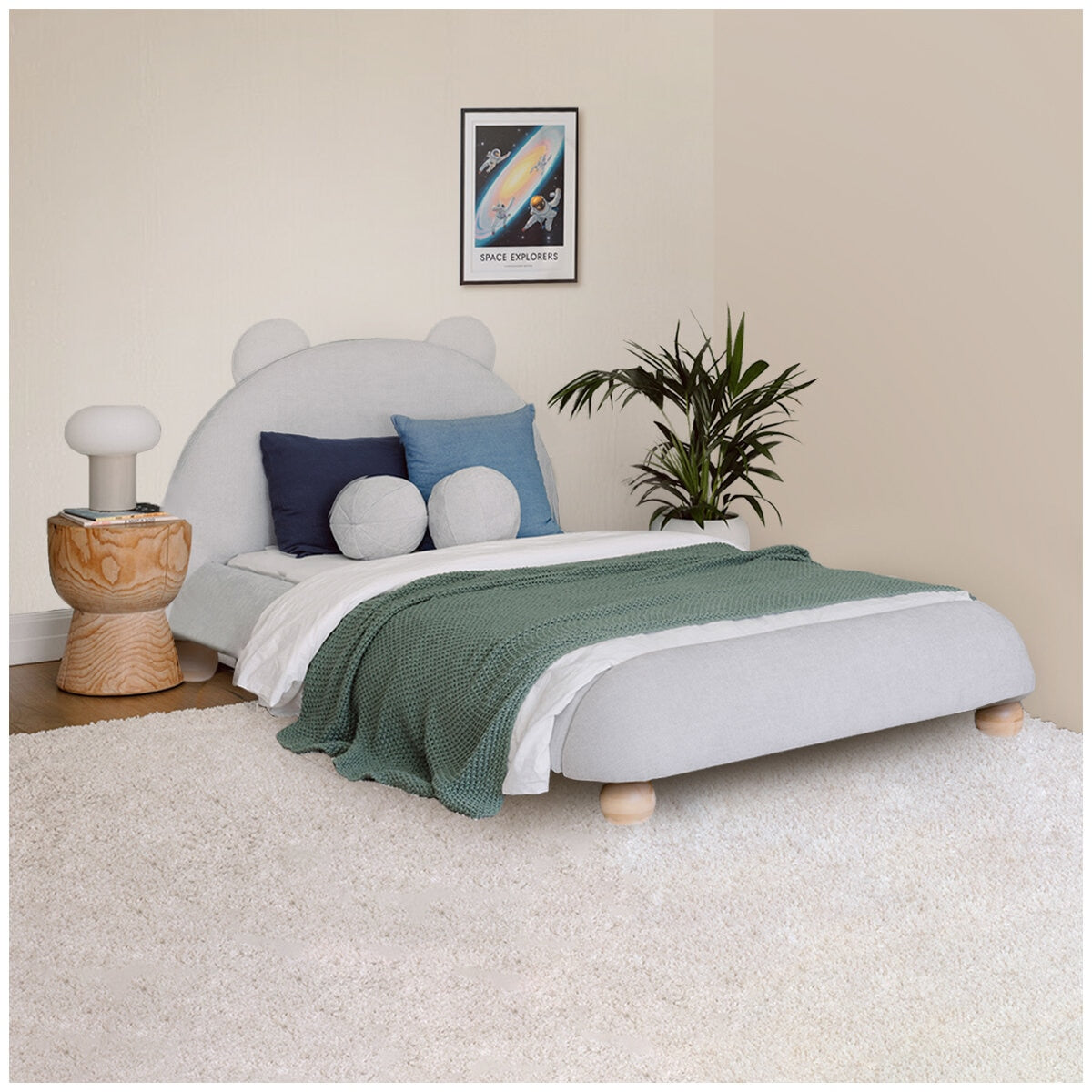 Aesthetik Kids King Single Upholstered Bed AK642524Z Grey