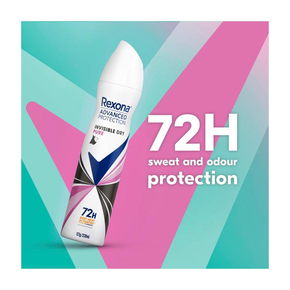 Rexona Women Antiperspirant Aerosol Advanced Invisible Dry Pure Deodorant - 220mL