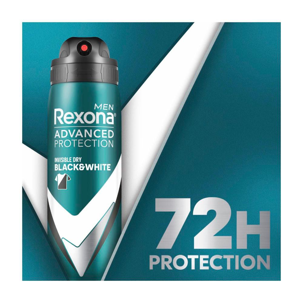 Rexona Men Deodorant 72hr Advanced Aerosol Invisible Dry Black & White - 220mL