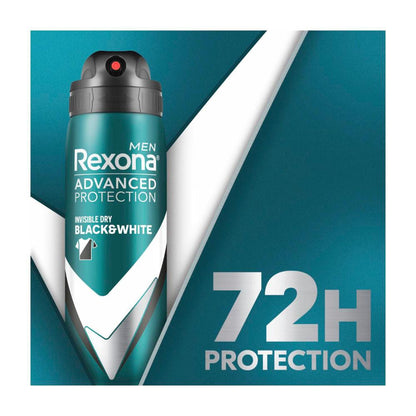 Rexona Men Deodorant 72hr Advanced Aerosol Invisible Dry Black & White - 220mL