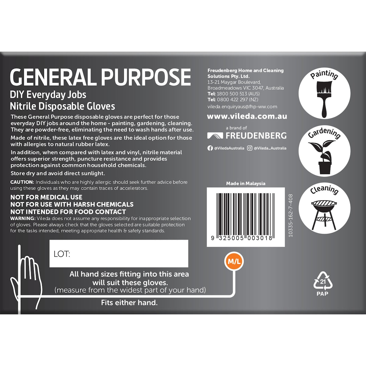 Ansell General Purpose Nitrile Gloves Medium/large 50 Pack