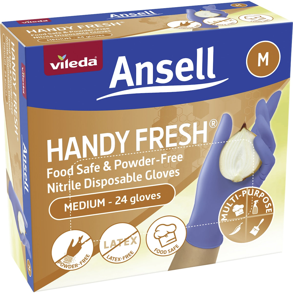 Vileda Ansell Handy Fresh Nitrile Disposable Gloves Medium 24 pack