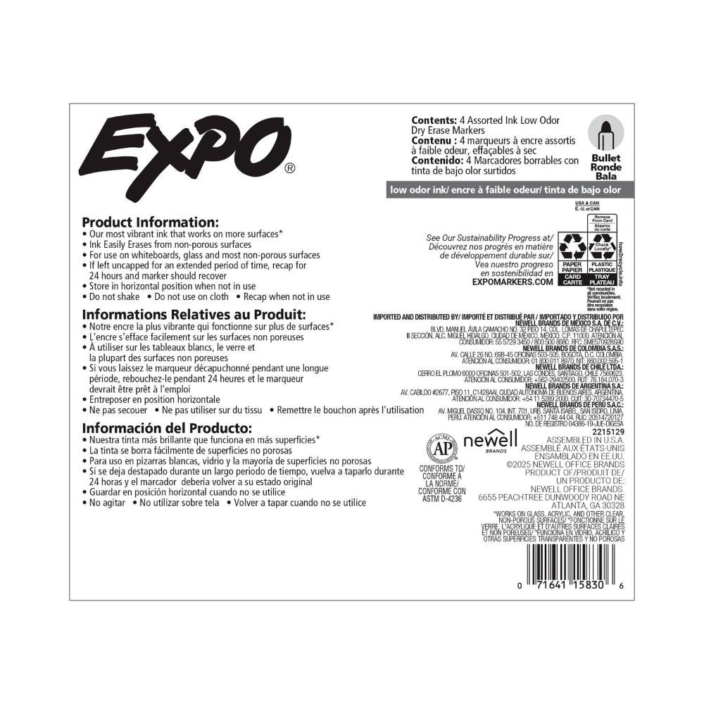Expo Whiteboard Markers Bullet Tip - 4 pack